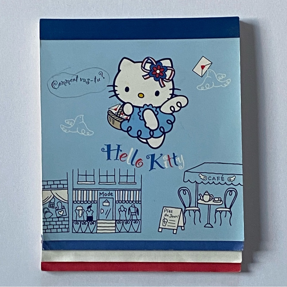 Vintage Sanrio Hello Kitty Memo Pad Blue Angel Lined Unused 20 Sheets 2002